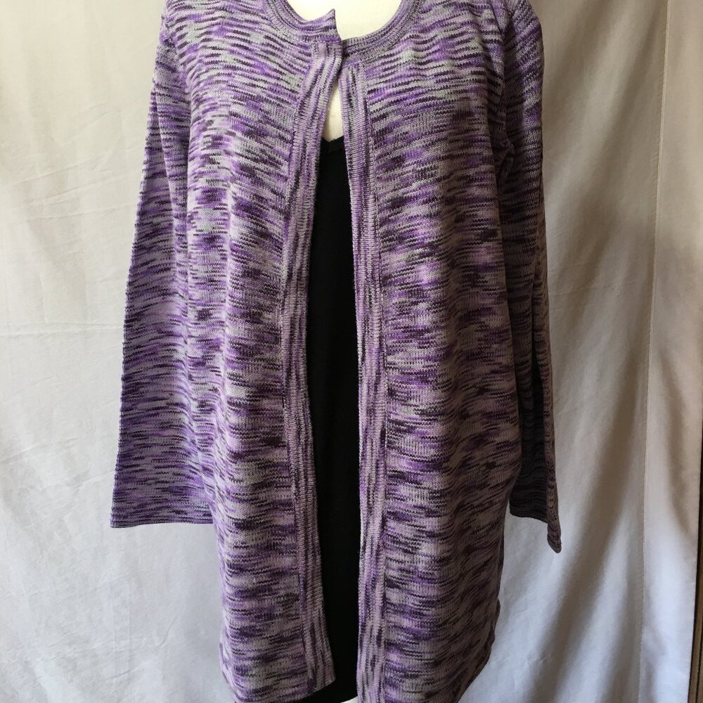 Purple Knit Open Front Cardigan
